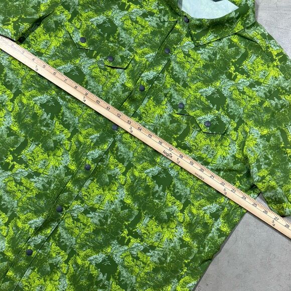Stio Shirt Mens XL Green Camo Stretch Snap Short Sleeve Camp Snap Shirt Outdoor - Picture 8 of 12